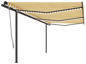 Tenda Da Sole Retrattile Manuale E Led 6x3 M Gialla Bianca /