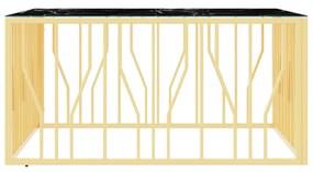 Tavolino da salotto oro 100x100x50 cm in acciaio inox e vetro