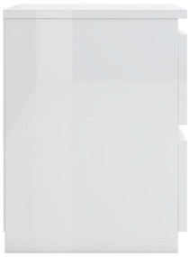Comodino Bianco Lucido 30x30x40 cm in Legno Multistrato