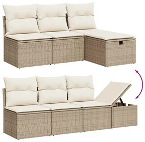Set divano da giardino 8 pz con cuscini beige in polyrattan