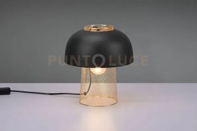 Punch lampada da tavolo in metallo nero e oro h. 28cm 1 luce attacc...