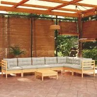 Set Divani da Giardino 8 pz con Cuscini Crema in Massello di Pino 3096701