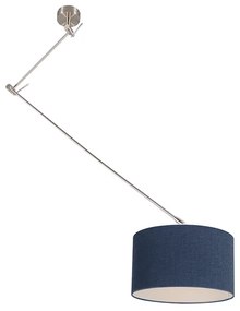 Lampada a sospensione in acciaio con paralume 35 cm blu regolabile - Blitz