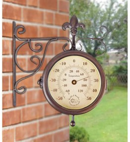 Orologio da parete per esterni con termometro Rustico - Esschert Design