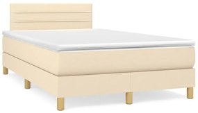 Letto a Molle con Materasso e LED Crema 120x190 cm in Tessuto