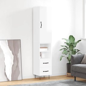 Credenza 34,5x34x180 Cm İn Legno Multistrato Bianco Lucido /