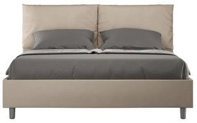 Letto senza rete imbottito 160x210 similpelle tortora Antea