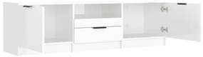 Mobile porta tv bianco lucido 140x35x40 cm in legno multistrato