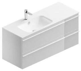 Mobile sottolavabo e lavabo Linea per doppia vasca bianco opaco in truciolare L 120 x H 55 x P 46 cm 4 cassetti