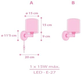 Dalber 41259 - Lampada da parete per bambini HELLO KITTY&FRIENDS 1xE27/15W/230V rosa