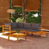 Set Divani Giardino 4 pz con Cuscini Grigio Scuro Legno Acacia cod mxl 38260