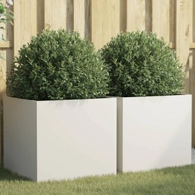Fioriere 2 Pz Bianche 49x47x46 Cm İn Acciaio /