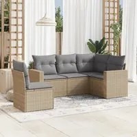 Set Divano da Giardino 5 pz con Cuscini Beige in Polyrattan 3218959