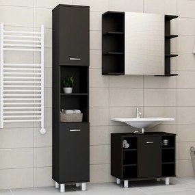 Set Mobili Da Bagno 3 Pz Nero İn Truciolato /