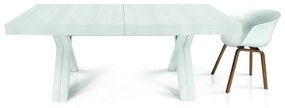 Tavolo GALLIPOLI in legno nobilitato bianco consumato allungabile 180&#215;100 cm &#8211; 480&#215;100 cm (Gambe X)