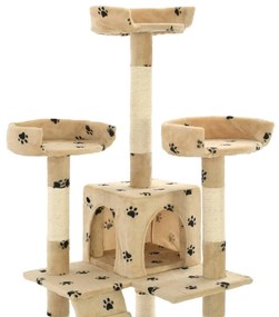 Albero per gatti tiragraffi sisal 170 cm zampe stampate beige