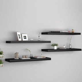 Scaffali A Parete 4 Pz Neri 80x23,5x3,8 Cm İn Mdf /