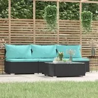 Set Divani da Giardino 4 pz con Cuscini in Polyrattan Nero 317540