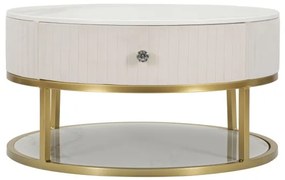 Tavolo da caffè con struttura dorata montpellier color crema ø75x36 cm