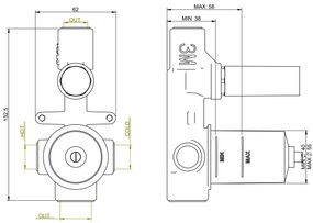 Parti incasso miscelatore lavabo doccia a muro con deviatore in ottone RWIT6B49CC70 Treemme