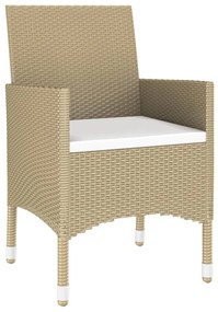 Set mobili da pranzo per giardino 3 pz in polyrattan beige