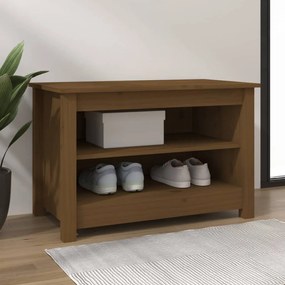 Scarpiera Ambrata 70x38x45,5 Cm İn Legno Massello Di Pino /