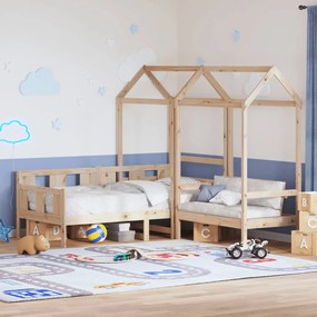 Set Dormeuse E Panca Con Tetto 90x190cm Legno Massello Di Pino /
