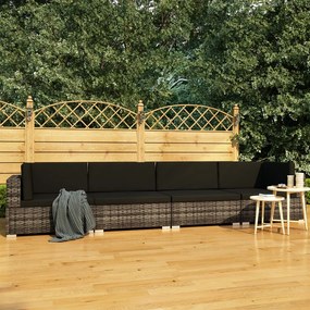 Set divani da giardino 4 pz con cuscini in polyrattan grigio