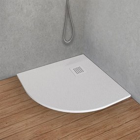 Piatto doccia 90x90 semicircolare resina bianco pietra filo pavimento   Loren