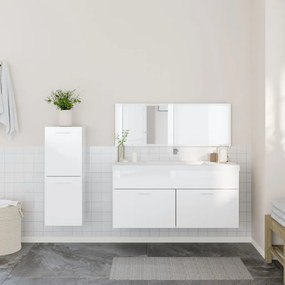 Set mobili da bagno 3 pz bianco lucido in legno multistrato