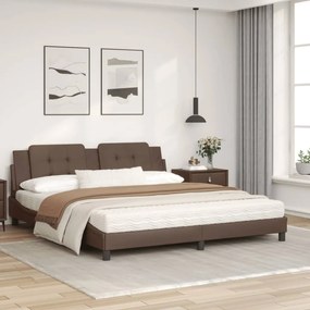 Letto con materasso marrone 180x200cm in similpelle