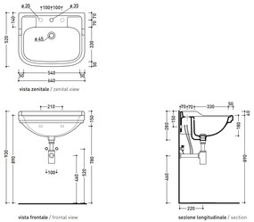 Ceramica flaminia efi 6007 lavabo 64x52 monoforo sospeso con troppopieno in ceramica bianco