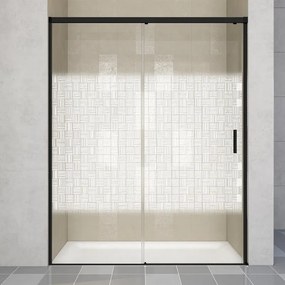 Porta doccia scorrevole Jazz, L 138-139.5 cm x H 200 cm x SP 6 mm, profilo nero, vetro smerigliato