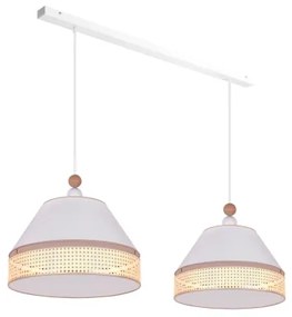 Duolla - Lampadario a sospensione con filo AVIGNON 2xE27/15W/230V bianco/rattan
