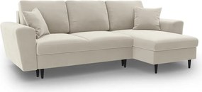 Divano angolare beige allungabile e con contenitore con rivestimento in velluto Kyoto – Cosmopolitan Design