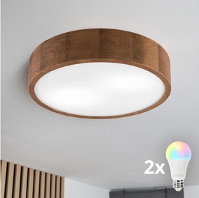 Brilagi - LED RGBW dimmerabile plafoniera CARVALHO 2xE27/9W/230V Wi-Fi rovere pr. 37,5