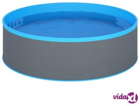 vidaXL Piscina con Scaletta a 4 Gradini 350x90 cm Grigia