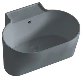 Lavabo da appoggio Tino COLAVENE ovale in ceramica L 60 x H 35 x P 50 cm grigio opaco piletta non inclusa