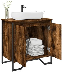 Mobile Lavabo Bagno Rovere Fumo 60x35x60 Cm Legno Multistrato /