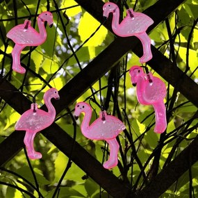 LED Catena decorativa solare 10xLED/1,2V 300 mAh 3,8 m IP44 fenicottero