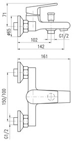 RAV Slezák CO154.5Z - Miscelatore per vasca COLORADO, finitura oro lucido