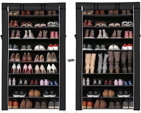 Armadio in tessuto con ripiani MATIS 88x160 cm nero