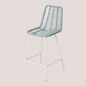 Sgabello Alto in Rattan Sintetico Gouda Colors Blu Nebbia & ↑65 - Sklum