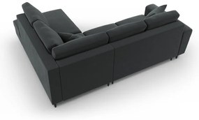 Divano angolare grigio scuro allungabile e con contenitore (con penisola a destra/a L) con rivestimento in velluto Kyoto – Cosmopolitan Design