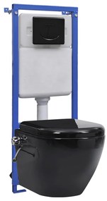 Toilette Senza Bordi Muro Con Cassetta Scomparsa Ceramica Nera /