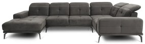 Divano angolare grigio (con penisola a destra/a U) e rivestimento in velluto Neviro – ELTAP