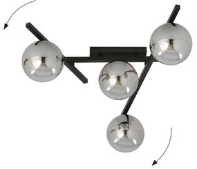 Lampadario da Soffitto in Acciaio e Vetro SMART 4 Nero 4xE14 Colore delle Sfere Grafite