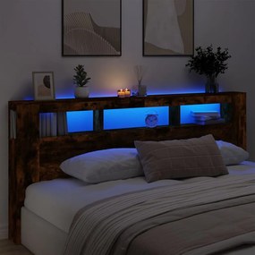 Testiera Led Rovere Fumo 220x18,5x103,5 Cm Legno Multistrato /