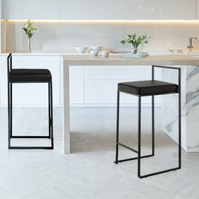 Sgabello da bar nero in similpelle (altezza della seduta 65 cm) Dodo – Tomasucci