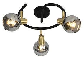 Plafoniera Art Déco vetro fumé nero 3 luci - VIDRO